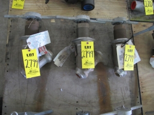 LOT (3) VALVES, GLOBE TYPE, 2" SIZE, 1513 LB, 2485 LB/650 DEGREE F RATING, 316 SS MATERIAL, BUTT WELD CONNECTIONS, SA182 SPECIFICATION, SCREWED YOKE, Y-BODY STYLE, (SEE BELOW) TRIM, PACKING SOFTGOODS. HARD FACED SEAT AND DISC, CARBON STL A105 YOKE, METAL DIAPHRAGM TRIM. SCH 160 CONSTRUCTION. PART # SC-D-9909-BW16 (1) (W-51) LOADING & HANDLING FEE $15-